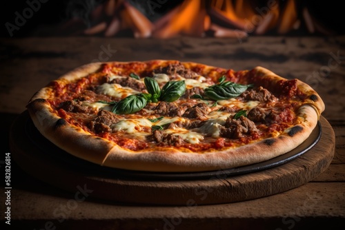 Wallpaper Mural Italian food, delicious homemade pizza with mozzarella and cherry tomatoes ready to eat. Torontodigital.ca