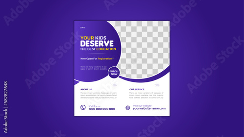 School Admission social media post, Back to school admission social media post, promotional banner template design. Build Your Career with us by social media
