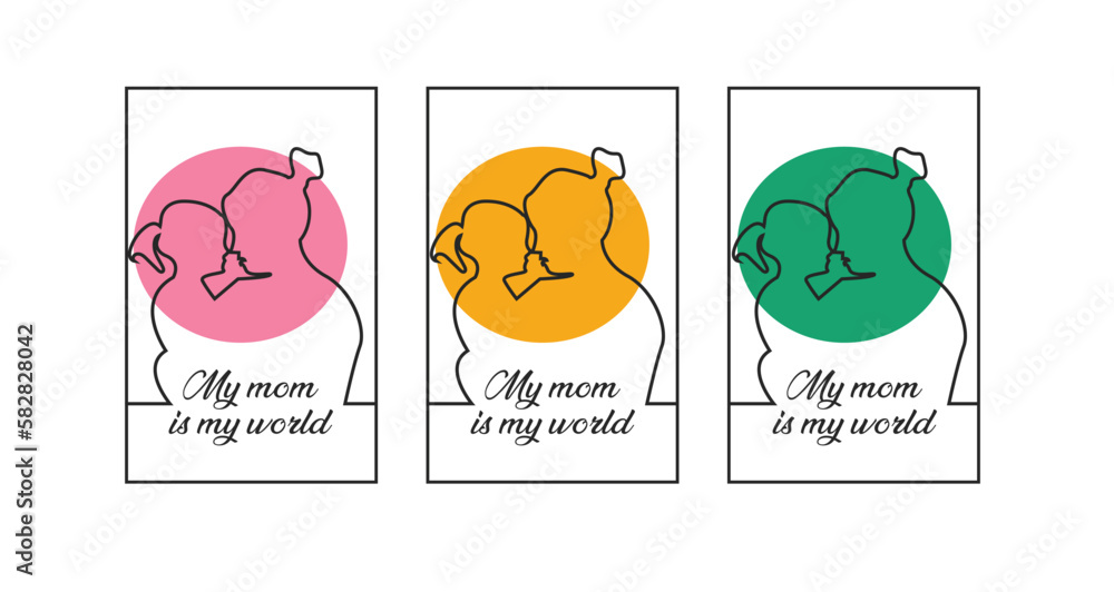 Concept of Mother's day Line drawing, Line art, line vector drawing, vector illustration Concept of Mother's day Line drawing, Line art, line vector drawing, vector illustration