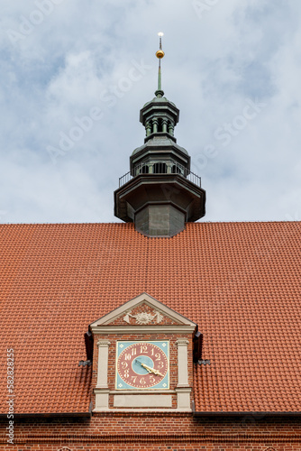 Clock tower at the Cathedral in Frombork  Poland. 