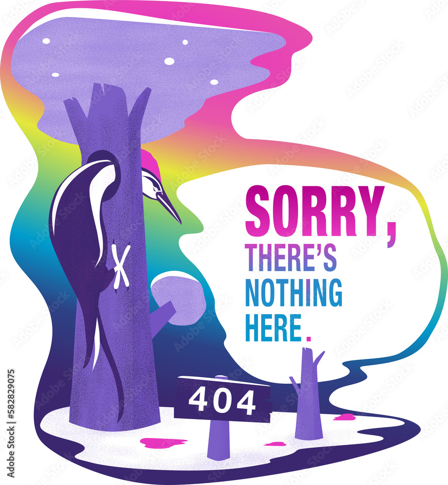 Error 404 unavailable web page. Sorry, there's nothing here landing page with the woodpecker. Error 404 unavailable web page. Sorry, there's nothing here landing page with the woodpecker.