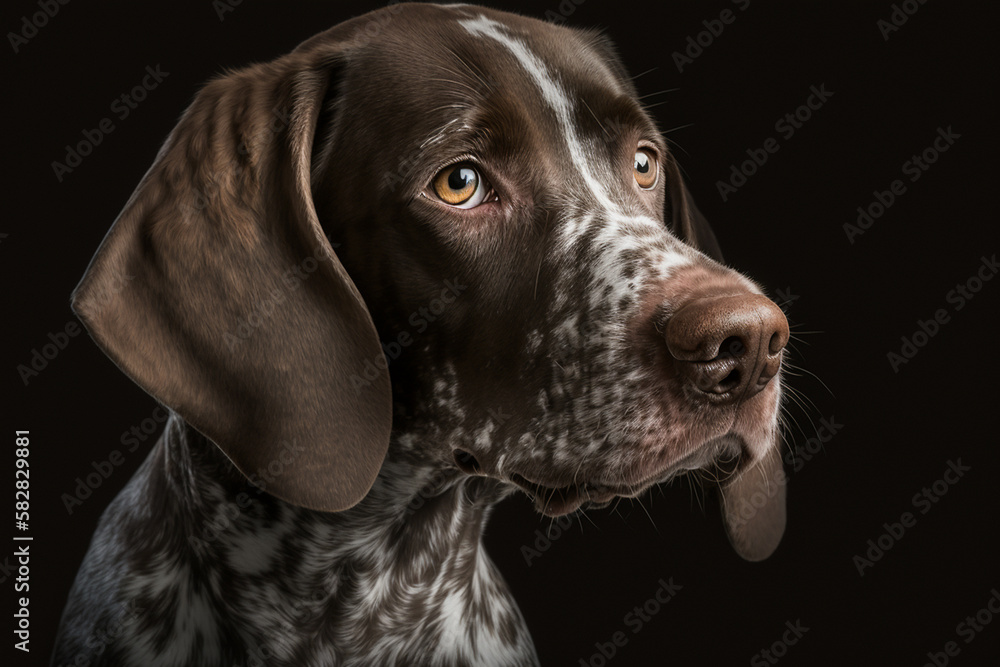 Captivating Image of a German Shorthaired Pointer Dog on a Dark Background