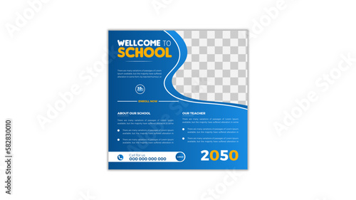 School Admission social media post, Back to school admission social media post, promotional banner template design. Build Your Career with us by social media