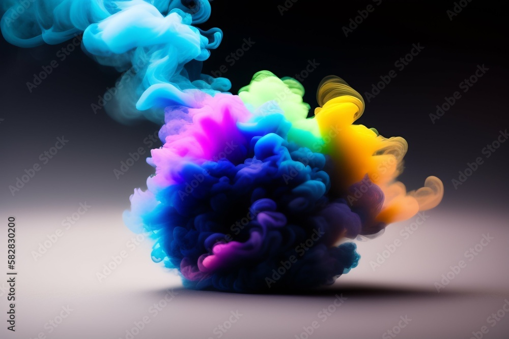 Fototapeta premium Abstract colorful ink and smoke waves