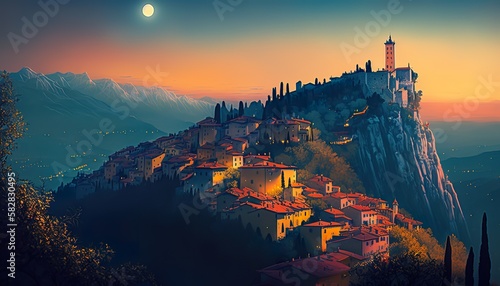 San Marino dream city Creative illustration. (Ai Generate)