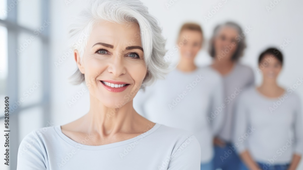 Attractive businesswoman woman posing at her work place with coworkers in the background. Generative AI
Attractive businesswoman woman posing at her work place with coworkers in the background. Generative AI