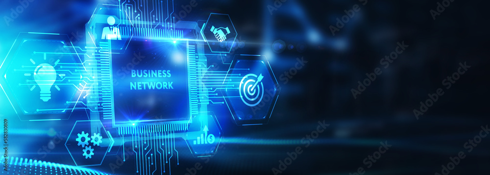 Business, Technology, Internet and network concept. Online Business Network. 3d illustration Business, Technology, Internet and network concept. Online Business Network. 3d illustration