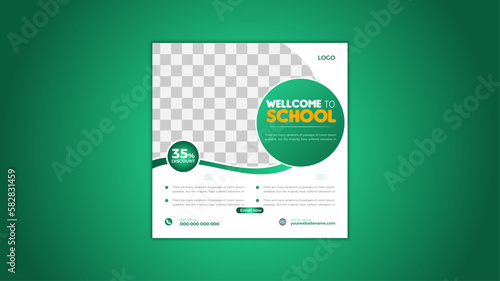 School Admission social media post, Back to school admission social media post, promotional banner template design. Build Your Career with us by social media