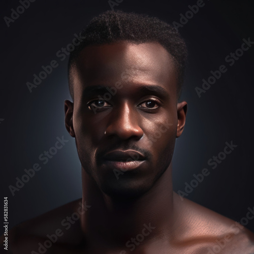 Young african american male man in studio portrait (Generative AI)