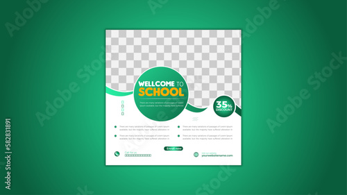 School Admission social media post, Back to school admission social media post, promotional banner template design. Build Your Career with us by social media
