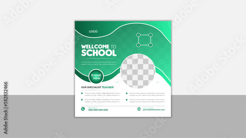 School Admission social media post, Back to school admission social media post, promotional banner template design. Build Your Career with us by social media