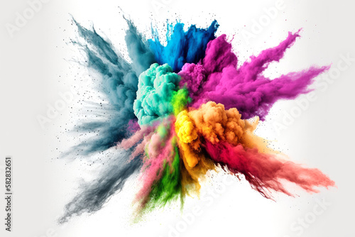 colorful powder paint explosion. abstract background. Generative ai