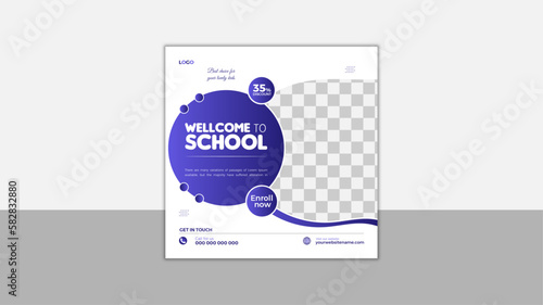 School Admission social media post, Back to school admission social media post, promotional banner template design. Build Your Career with us by social media

