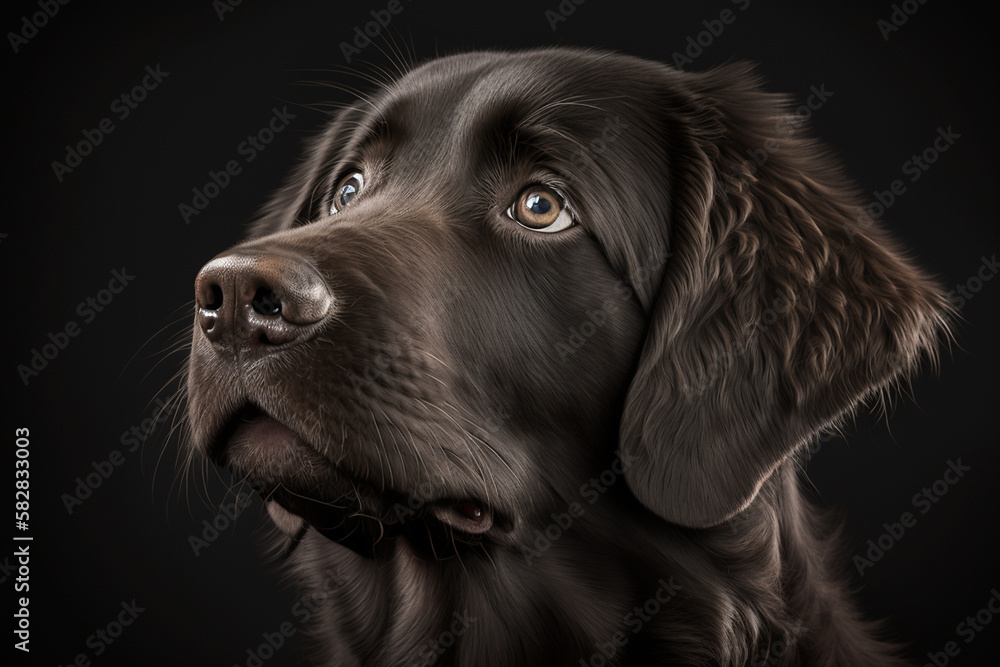 Discover the Loyal and Energetic Flat-Coated Retriever on a Striking Dark Background