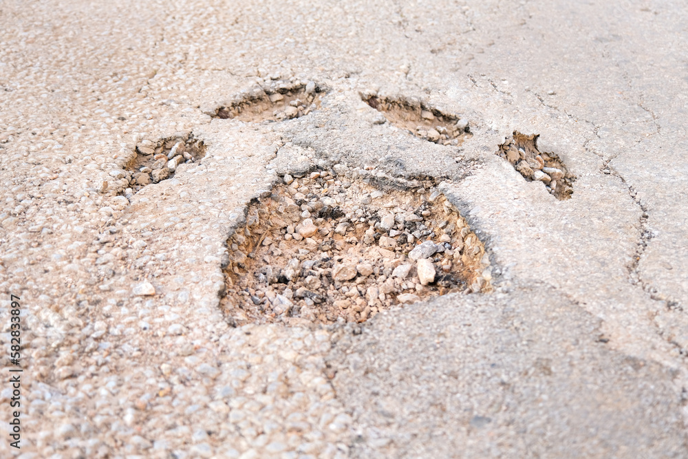 Broken road shaped like giant cat or dog paw. Broken road shaped like giant cat or dog paw.