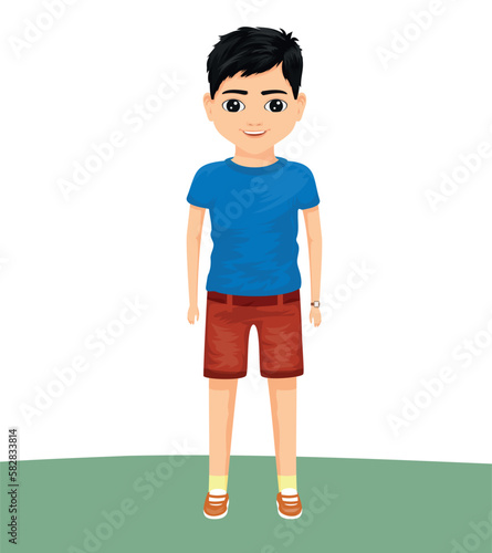 boy standing waiting and smiling