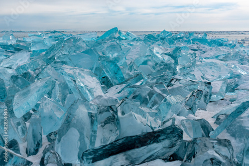 Ice blocks on Baikal lake