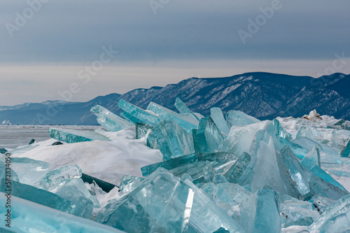 Ice blocks on Baikal lake