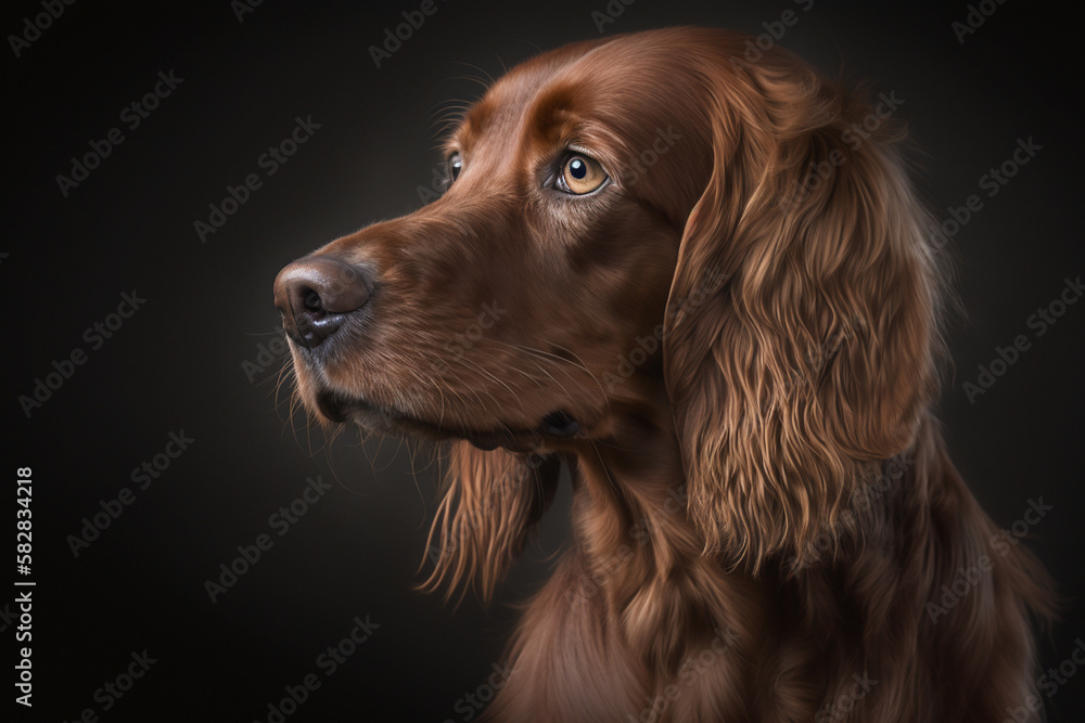 Majestic Irish Setter Dog on Dark Background - Capturing the Beauty and Elegance of the Breed Majestic Irish Setter Dog on Dark Background - Capturing the Beauty and Elegance of the Breed