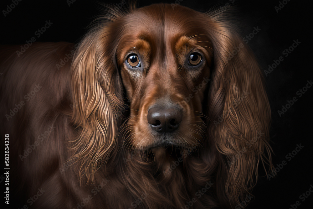 Majestic Irish Setter Dog on Dark Background - Capturing the Beauty and Elegance of the Breed