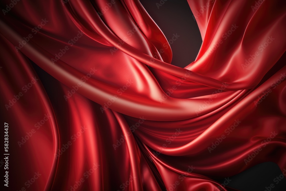 Obraz premium Red silk satin background. Abstract background luxury cloth or liquid wave or wavy folds.