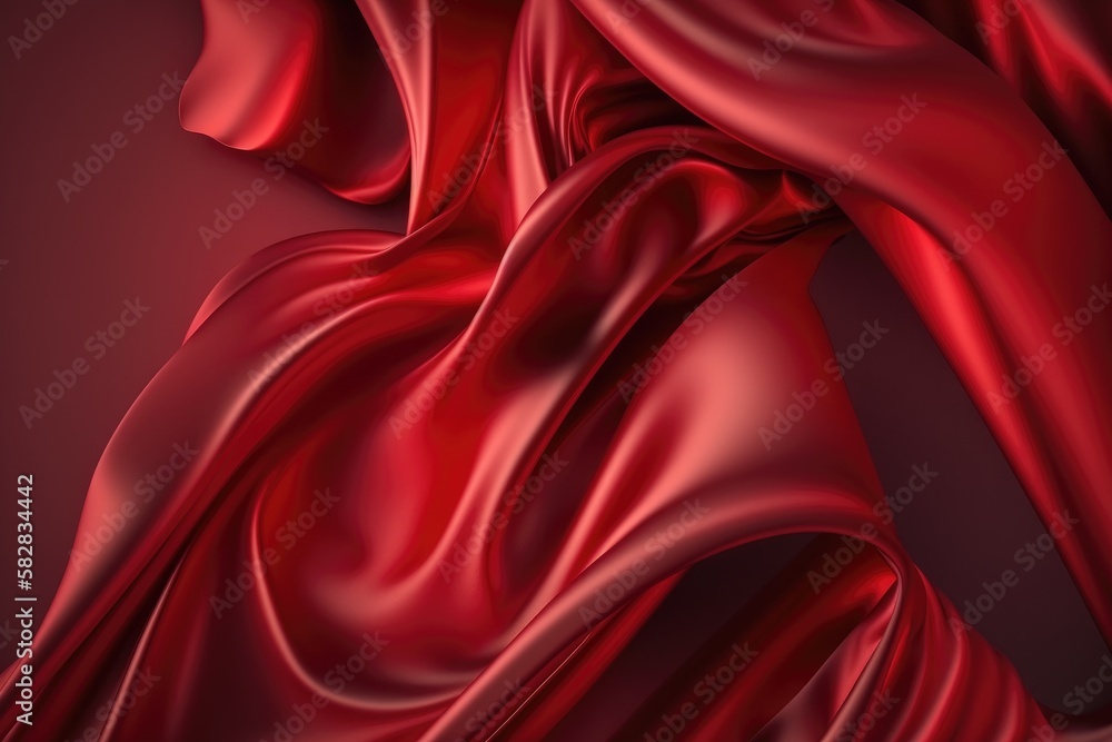Obraz premium Red silk satin background. Abstract background luxury cloth or liquid wave or wavy folds.