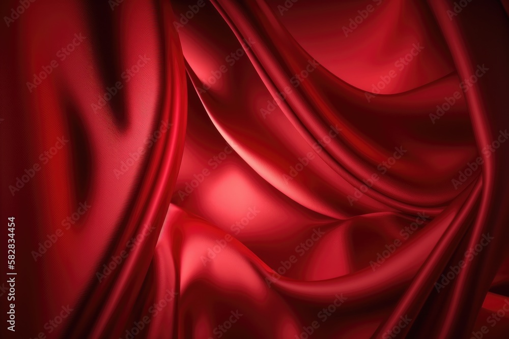 Obraz premium Red silk satin background. Abstract background luxury cloth or liquid wave or wavy folds.