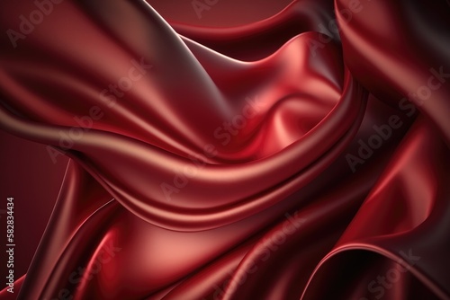 Red silk satin background. Abstract background luxury cloth or liquid wave or wavy folds.