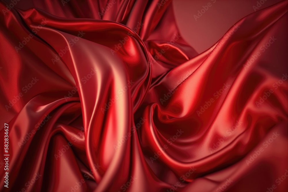 Obraz premium Red silk satin background. Abstract background luxury cloth or liquid wave or wavy folds.