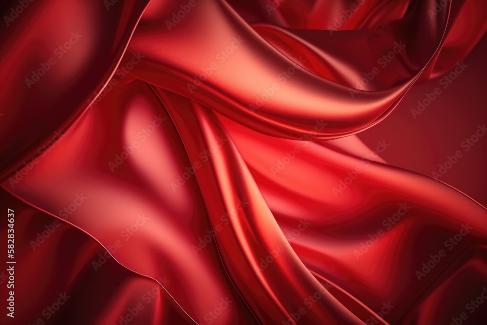 Obraz premium Red silk satin background. Abstract background luxury cloth or liquid wave or wavy folds.