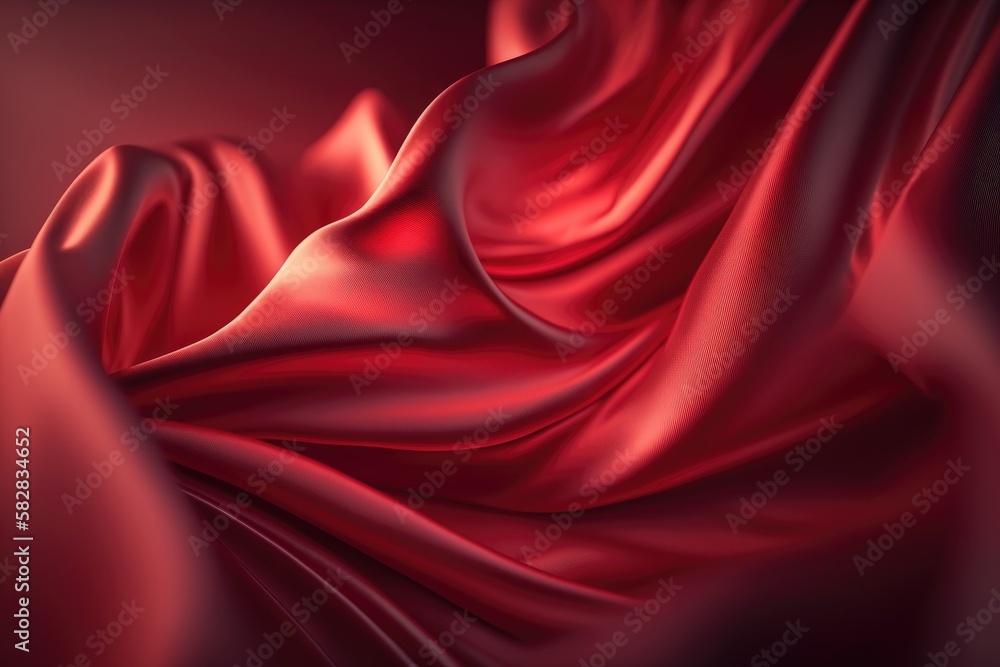 Obraz premium Red silk satin background. Abstract background luxury cloth or liquid wave or wavy folds.