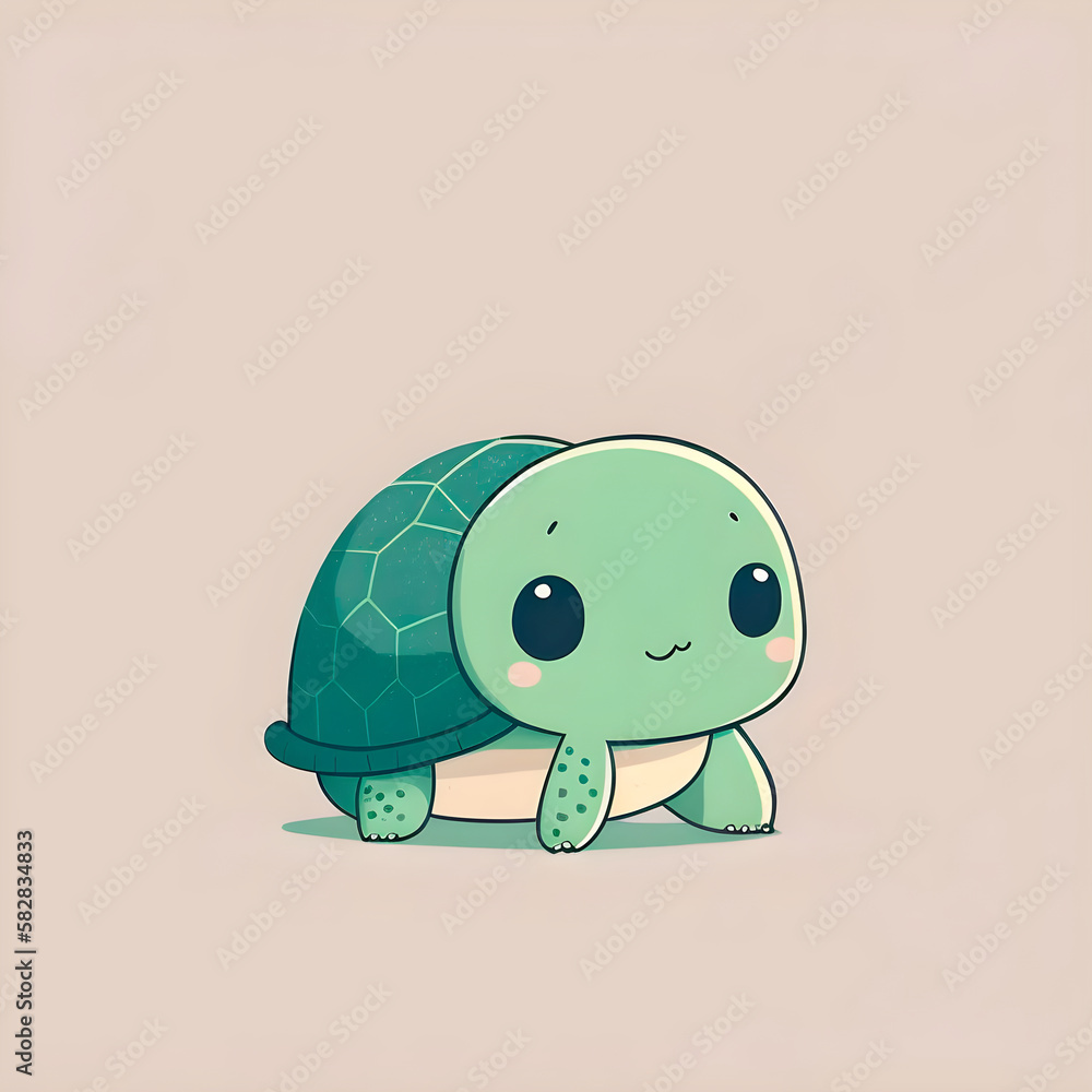 2D illustration of a cute and happy turtle 2D illustration of a cute and happy turtle