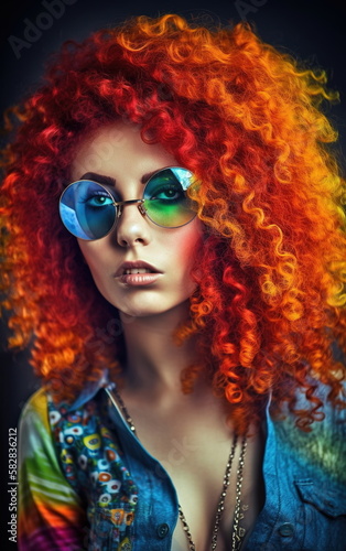 Fashion photo of a beautiful woman with sunglasses