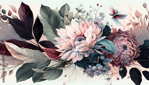 Dreamy Blooms  Watercolor Floral Pattern with an Ethereal Feel
