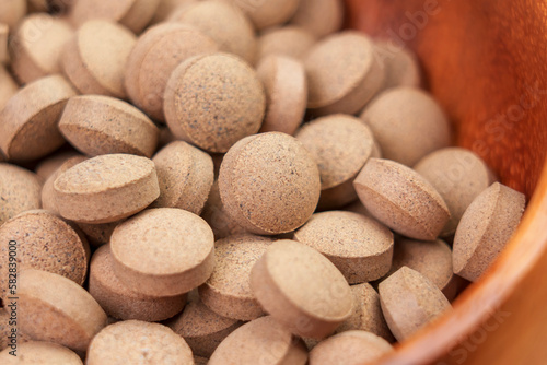Brewer's yeast pills. Dietary supplement tablets