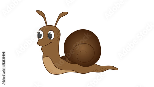 Cute cartoon brown snail garden animal