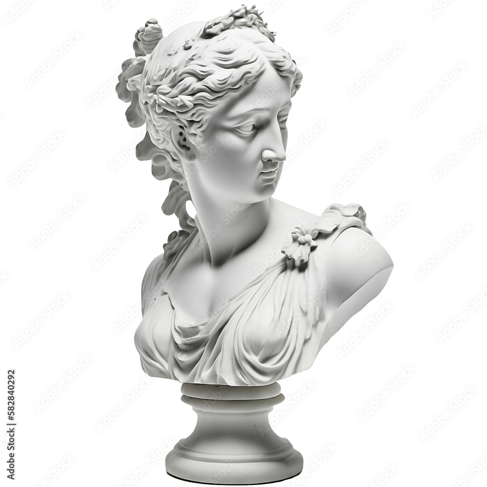 Antique statue on a transparent background, png, illustration or graphic resource for collages or posters. Generative ai. - obrazy, fototapety, plakaty 