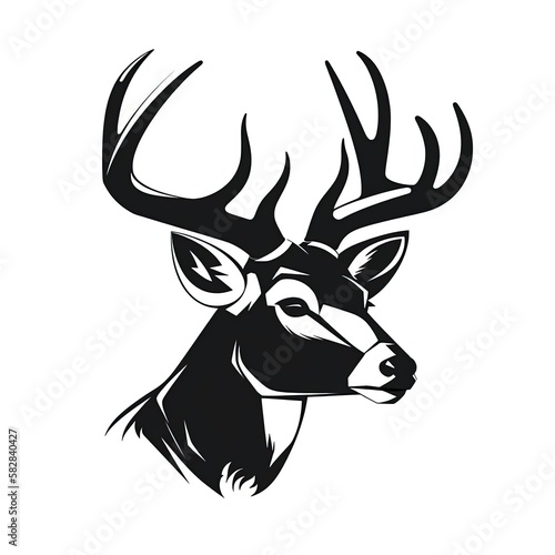 Big whitetail buck logo. Generative AI. photo