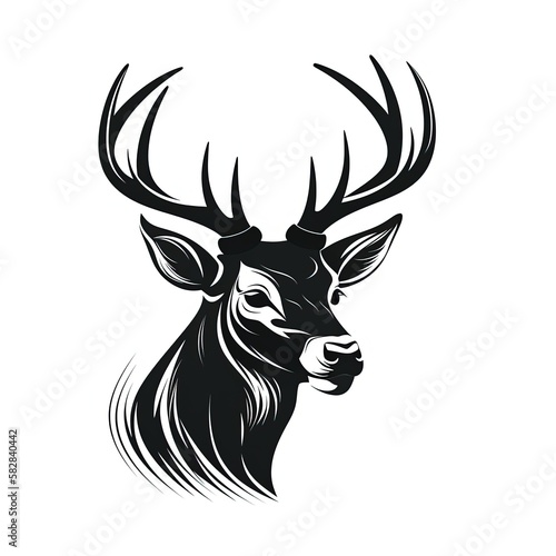 Big whitetail buck logo. Generative AI.