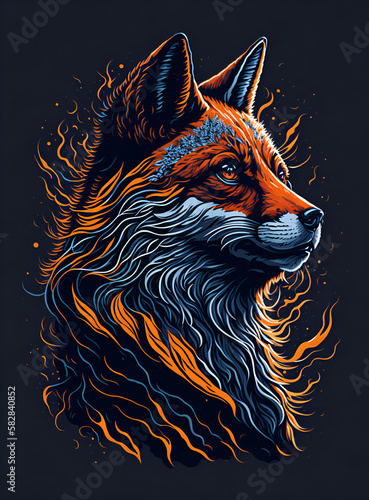 Cartoon fox head. Ai generated illustration