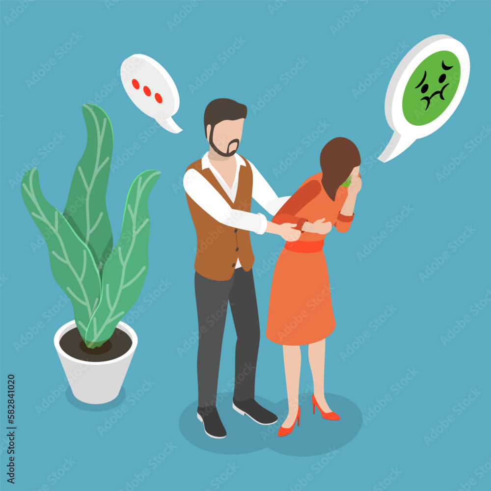 3D Isometric Flat Vector Conceptual Illustration of Nausea, Poisoning, Poor Digestion or Stomach