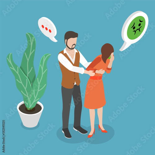3D Isometric Flat Vector Conceptual Illustration of Nausea, Poisoning, Poor Digestion or Stomach Ulcer