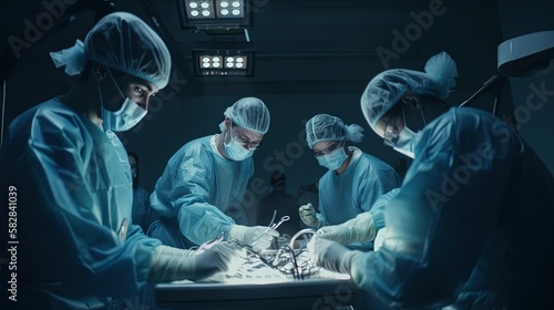 A group of surgeons operating. Generative AI.