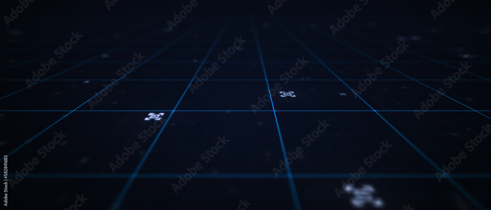 Abstract futuristic - technology with polygonal shapes on dark blue background. Design digital technology concept. 3d illustration.