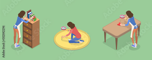 3D Isometric Flat Vector Conceptual Illustration of Perfectionist, Too Much Attention to Details