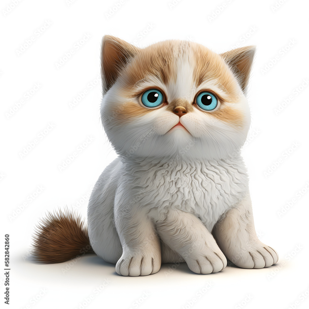 Obraz premium Playful 3D Cat: A Pouncing Purrball