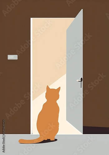 Cat at the door photo