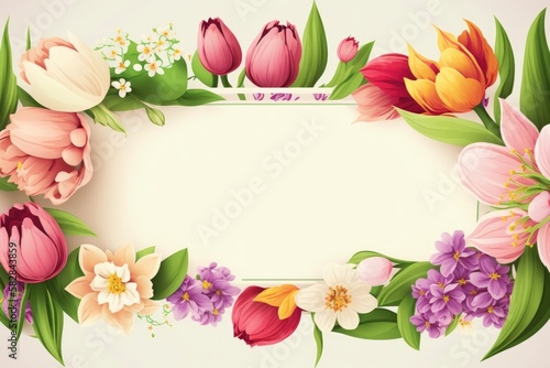 Wallpaper Mural Border frame with floral pattern Generative AI Torontodigital.ca