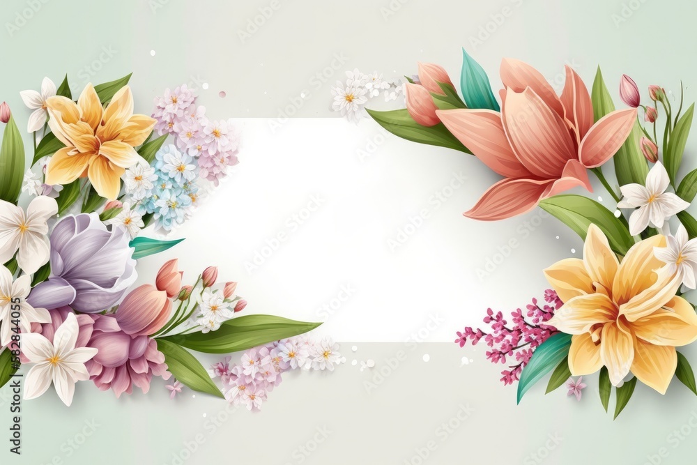 Obraz premium Border frame with floral pattern Generative AI