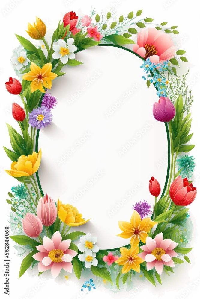 Border frame with floral pattern Generative AI Border frame with floral pattern Generative AI